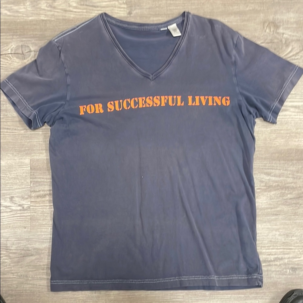 Diesel vintage Casual Gray T-Shirt with Orange Print